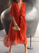 Elegant Flowy Wrap Midi Dress for Women
