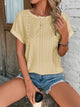 Elegant Eyelet Cuffed-Sleeve Top for Women