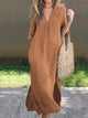 Flowy Cotton Linen Maxi Dress for Women
