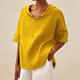 Relaxed Linen V-Neck Blouse for Women