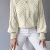 Michelle | Elegant Cable-Knit Balloon-Sleeve Sweater