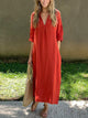 Flowy Cotton Linen Maxi Dress for Women