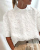 Elegant Floral Embroidered Mock Neck Blouse for Women