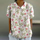 Feminine Floral Cotton Blouse for Women