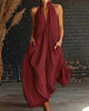 Flowy Cotton Halter Maxi Dress for Women