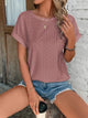 Elegant Eyelet Cuffed-Sleeve Top for Women