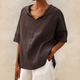 Relaxed Linen V-Neck Blouse for Women