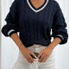Rebecca | Elegant Cable-Knit Varsity Sweater