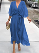 Elegant Flowy Wrap Midi Dress for Women