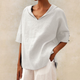 Relaxed Linen V-Neck Blouse for Women