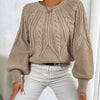 Michelle | Elegant Cable-Knit Balloon-Sleeve Sweater