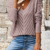 Elaine | Elegant Pointelle V-Neck Sweater