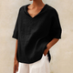 Relaxed Linen V-Neck Blouse for Women