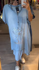 Relaxed Denim Dragonfly Midi Dress for Women