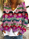 Angela | Vintage Floral Striped Cardigan