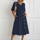 Elegant Button-Detail Midi Dress for Women