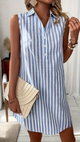 Casual Striped Shirt Mini Dress for Women