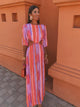Elegant Striped Cut-Out Maxi Dress for Women