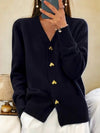 Rachel | Elegant Heart-Button Knit Cardigan
