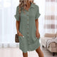 Relaxed Cotton Button-Down Midi Dress for Women