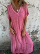 Flowy Linen-Look Maxi Dress for Women