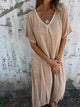 Flowy Linen-Look Maxi Dress for Women
