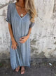 Flowy Linen-Look Maxi Dress for Women