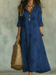 Flowy Floral Embroidered Maxi Dress for Women