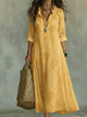 Flowy Floral Embroidered Maxi Dress for Women