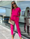 Stephanie | Flattering Belted V-Neck Jumpsuit