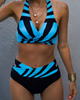 Striped High-Waist Bikini Set for Women