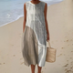 Flowy Abstract Linen Midi Dress for Women