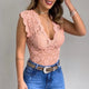 Elegant Floral Lace V-Neck Top for Women