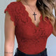 Elegant Floral Lace V-Neck Top for Women
