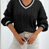 Rebecca | Elegant Cable-Knit Varsity Sweater