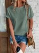 Elegant Eyelet Cuffed-Sleeve Top for Women