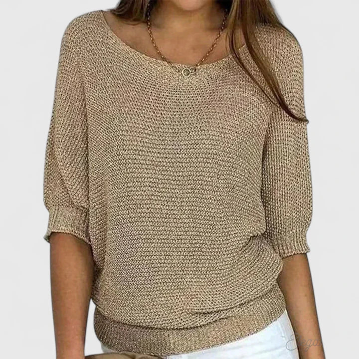 Amanda | Elegant Boatneck Batwing Sweater - Picela