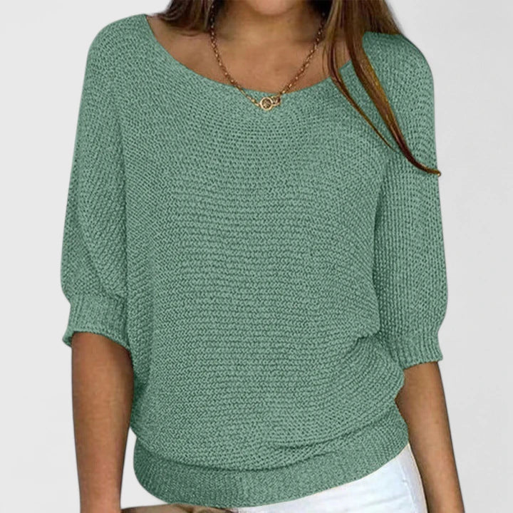 Amanda | Elegant Boatneck Batwing Sweater - Picela