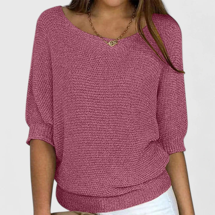 Amanda | Elegant Boatneck Batwing Sweater - Picela
