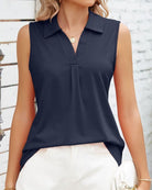 Amanda | Elegant Collared Sleeveless Top - Picela