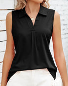 Amanda | Elegant Collared Sleeveless Top - Picela