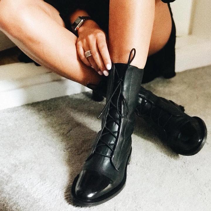 Amanda | Elegant Leather Lace-Up Boots - Picela
