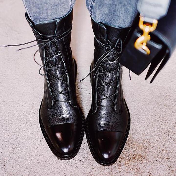 Amanda | Elegant Leather Lace-Up Boots - Picela