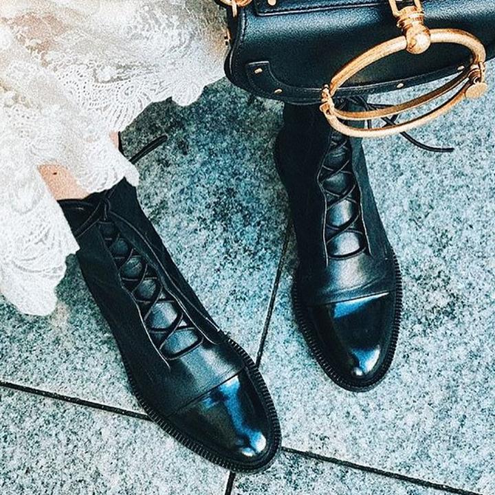 Amanda | Elegant Leather Lace-Up Boots - Picela