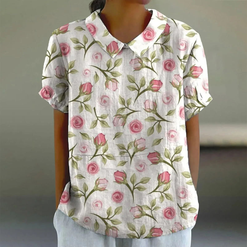 Amanda | Feminine Floral Cotton Blouse - Picela