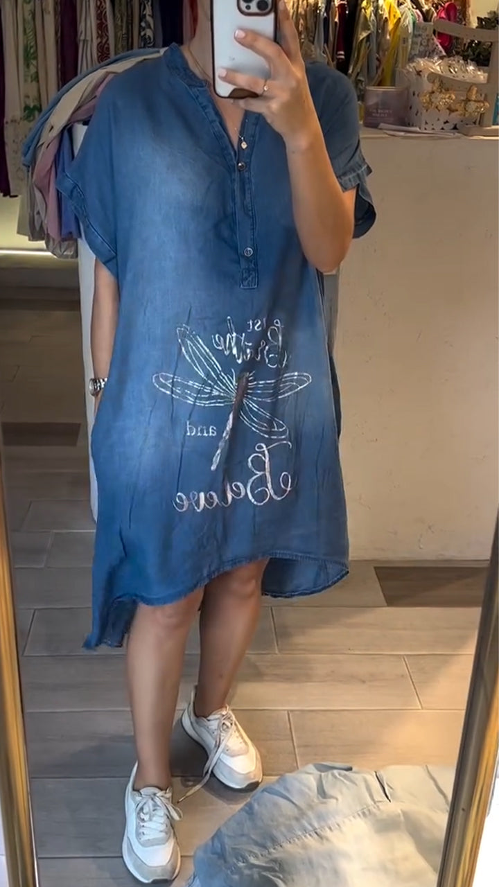 Amanda | Stylish Dragonfly Midi Dress - Picela