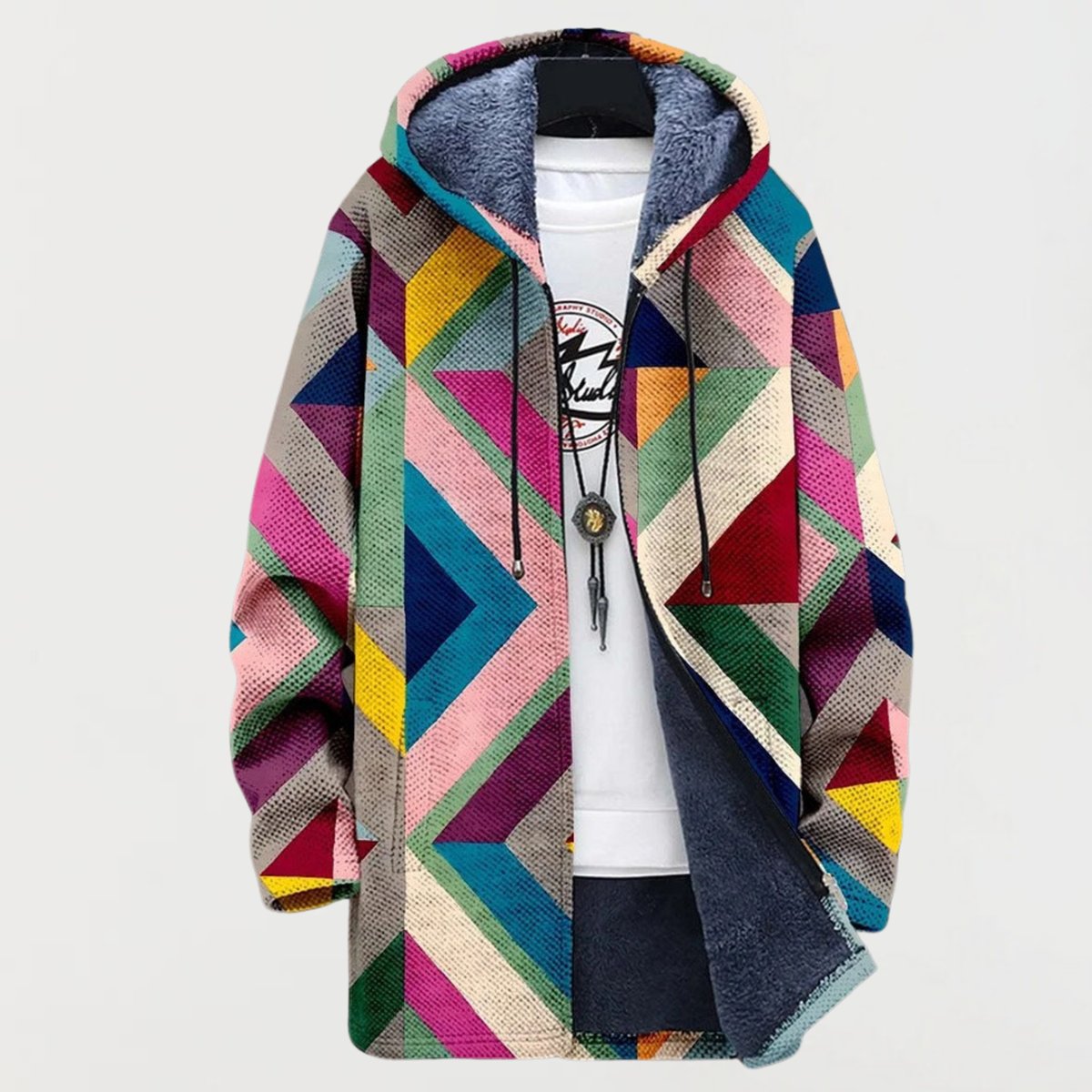 Amanda | Stylish Geometric Hooded Jacket - Picela
