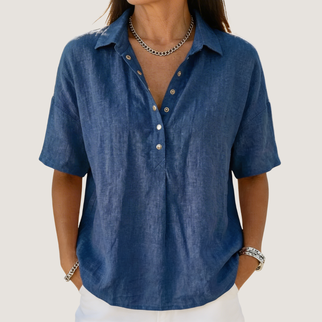 Amber | Effortless Linen Button-Down Blouse - Picela