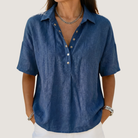 Amber | Effortless Linen Button-Down Blouse - Picela