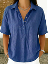 Amber | Effortless Linen Button-Down Blouse - Picela